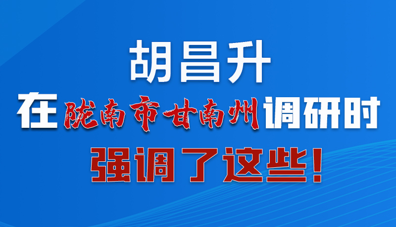 圖解|胡昌升在隴南市甘南州調研時強調了這些！