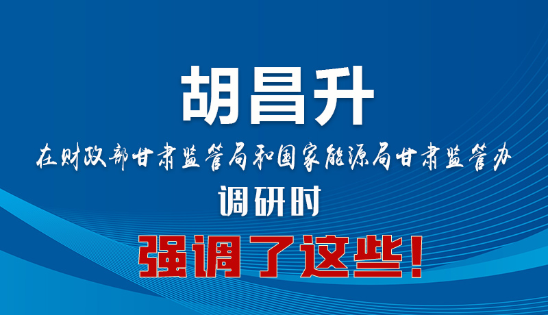 圖解|胡昌升在財政部甘肅監管局和國家能源局甘肅監管辦調研時強調了這些！